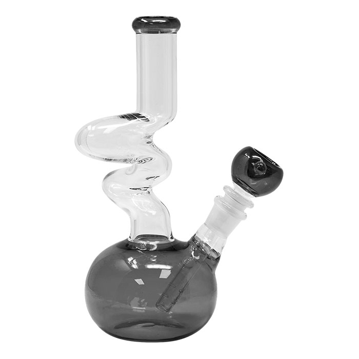 Twisted Black Glass 10 Inches Zong with Bowl