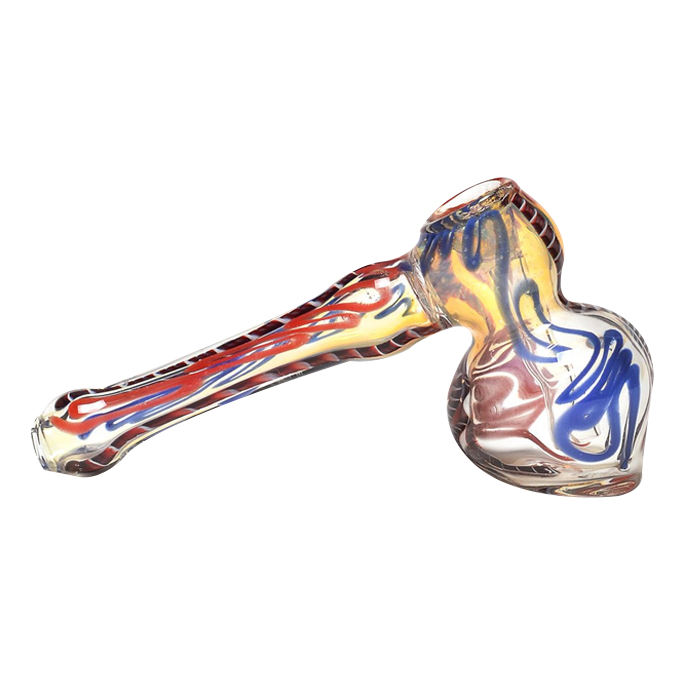 MULTI COLOR SHORT BASE GLASS HAMMER PIPE 5 INCHES