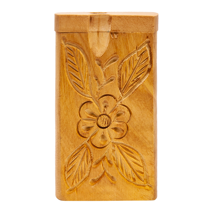 FLOWER ENGRAVED WOODEN DUGOUT 4 INCHES