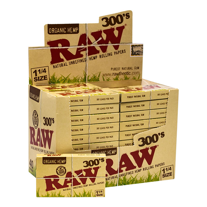 Raw Organic 300'S 1.25 Unrefined Rolling Paper Ct 40