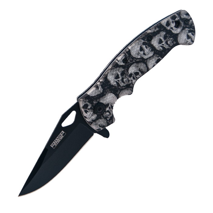 Pocket Black skull Knife