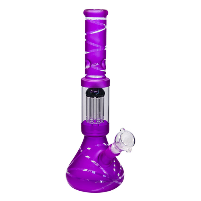 Purple Striped Tree Percolator Bong 14 Inches