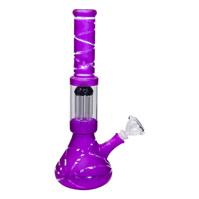 Purple Striped Tree Percolator Bong 14 Inches