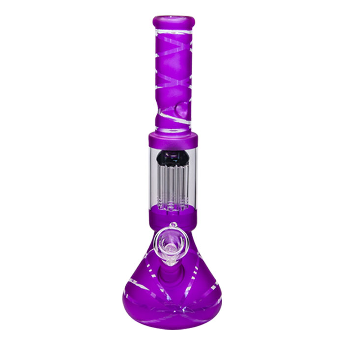 Purple Striped Tree Percolator Bong 14 Inches