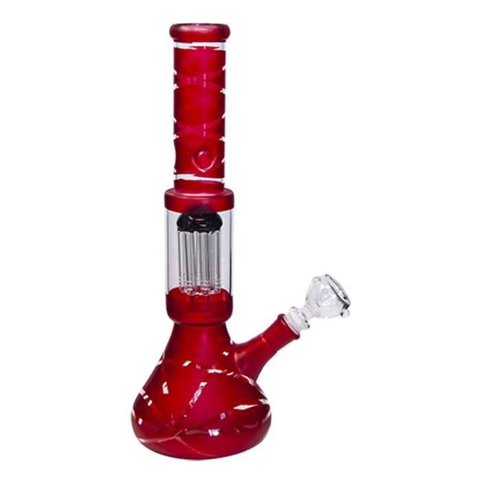 Red Striped Tree Percolator Bong 14 Inches