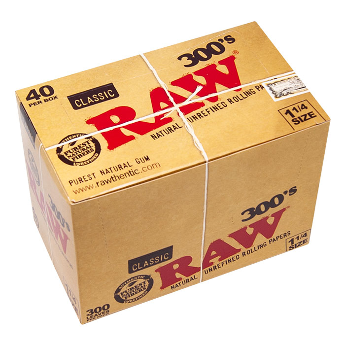 Raw Classic 300s Unrefined Rolling Paper 1.25 Display of 40