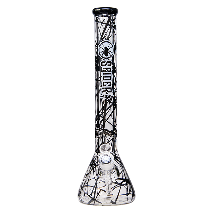 Spider Glass Web Design Black Bong 18 Inches