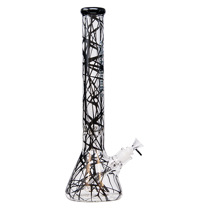Spider Glass Web Design Black Bong 18 Inches