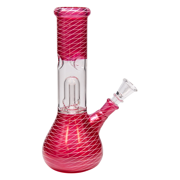 CONICAL NETTED RED GLASS BONG WITH ONE PERCOLATOR 8 INCHES