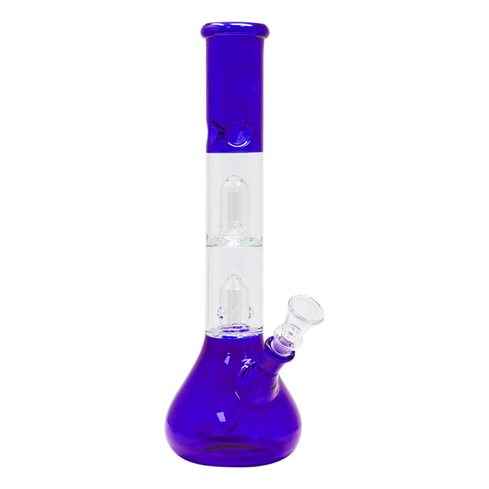 Blue Bell Double Percolator Glass Bong With Ice Catcher 12 Inches