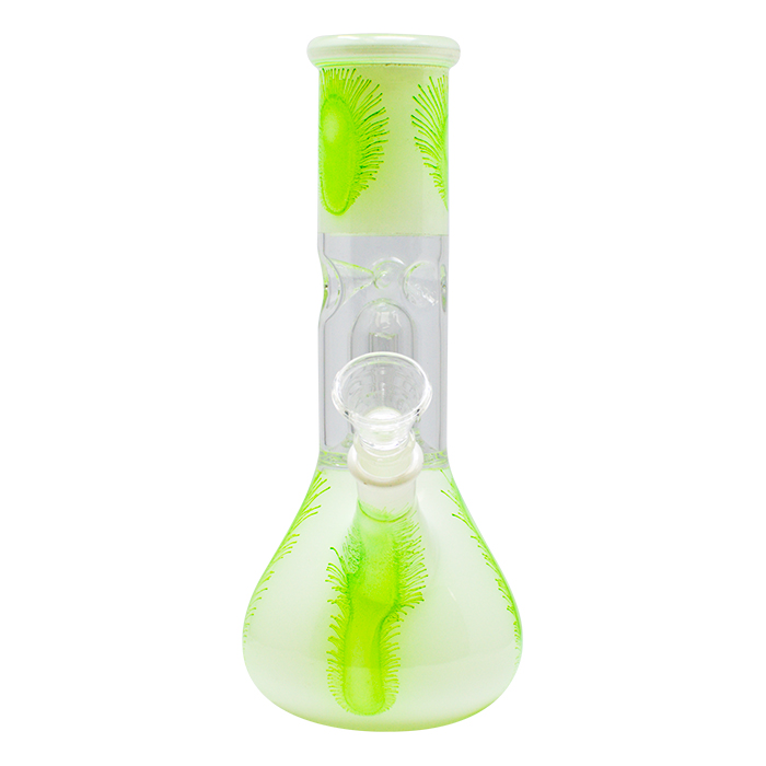 Green Blow Paint Design Percolator Glass Bong 8 Inches