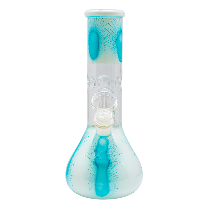 Sky Blue Blow Paint Design Percolator Glass Bong 8 Inches