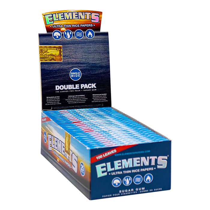 Elements Single Wide Double Pack Rolling Paper Display of 25