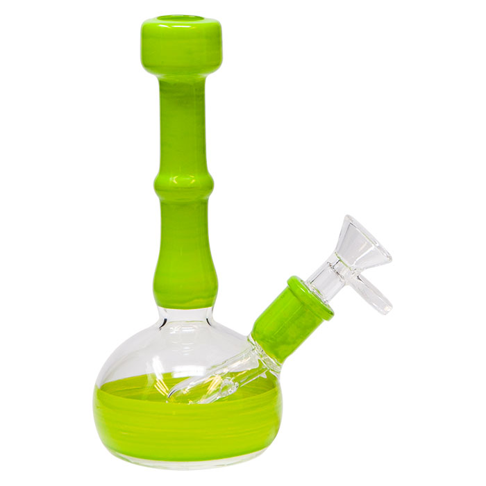 Fluorescent Green Color Bong With Inbuilt Stem 7 Inches