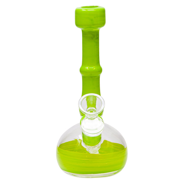 Fluorescent Green Color Bong With Inbuilt Stem 7 Inches