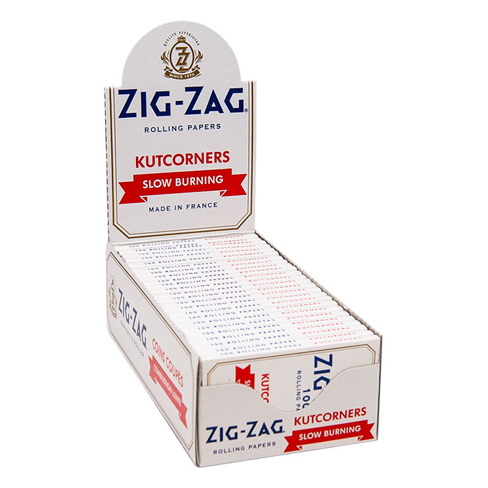 Zig Zag White Kutcorners Slow Burning Single Wide Rolling Paper Ct 25