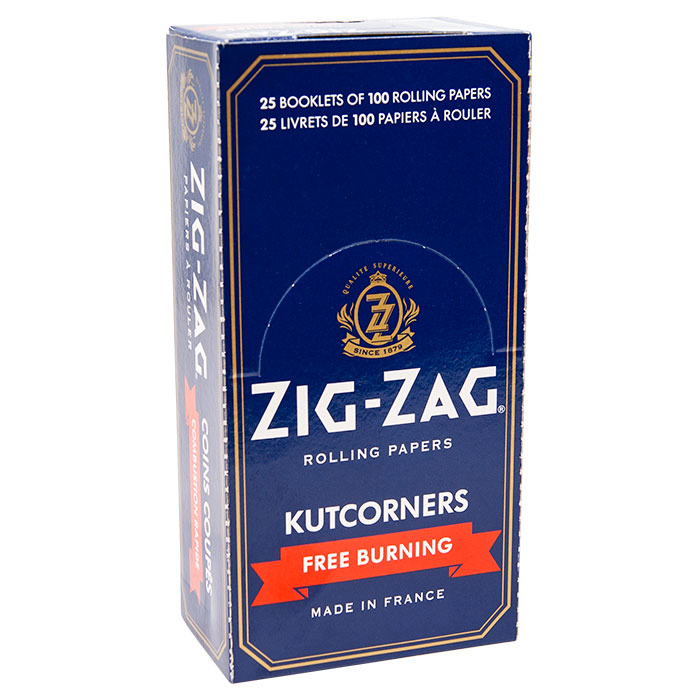 Zig Zag Blue Kutcorners Free Burning Single Wide Rolling Paper 1 1-2 Ct 25