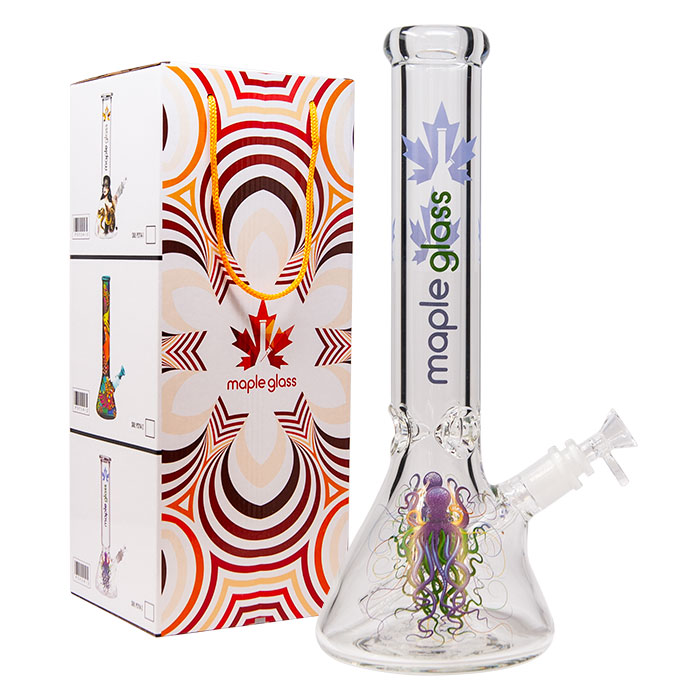 BA MAPLE GRAY GLASS EX PSYCHEDELIC SERIES OCTOPUS 9 MM THICH HAND BLOWN GLASS BONG 14 INCHES BA MAPLE GRAY GLASS EX PSYCHEDELIC SERIES OCTOPUS 9 MM THICH HAND BLOWN GLASS BONG 14 INCHES