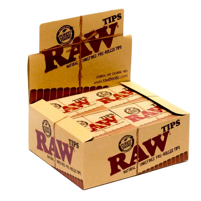 RAW NATURAL PRE ROLLED TIPS 20 PER BOX