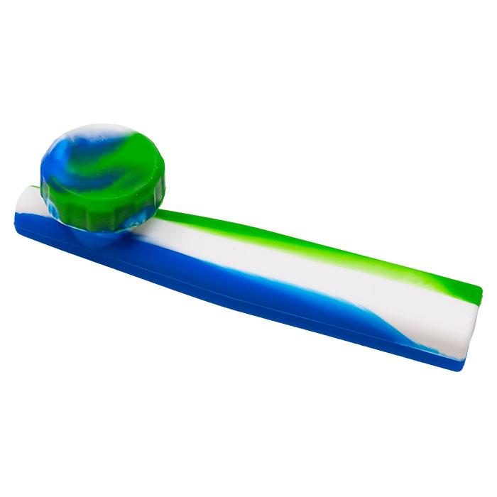White and Blue Silicone Pipe With Inbuilt Metal Screen