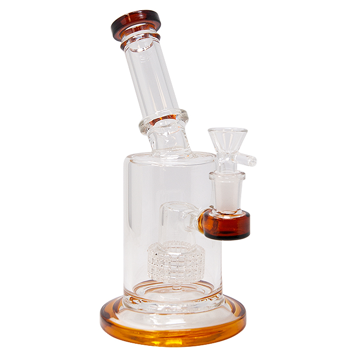 Yellow D Tilt-Head Medium Bong With Showerhead Perc