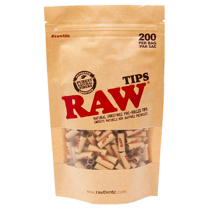 Raw Pre-Rolled Unbleached Tips  Bag 200