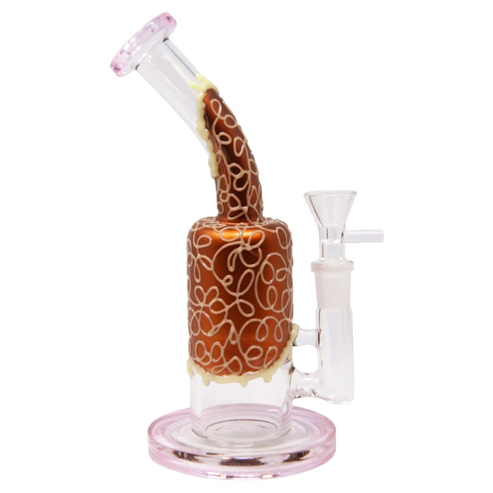 Pink Copper Glow-in-Dark Dripping Bong Honeycomb Perc Pink Copper Glow-in-Dark Dripping Bong Honeycomb Perc