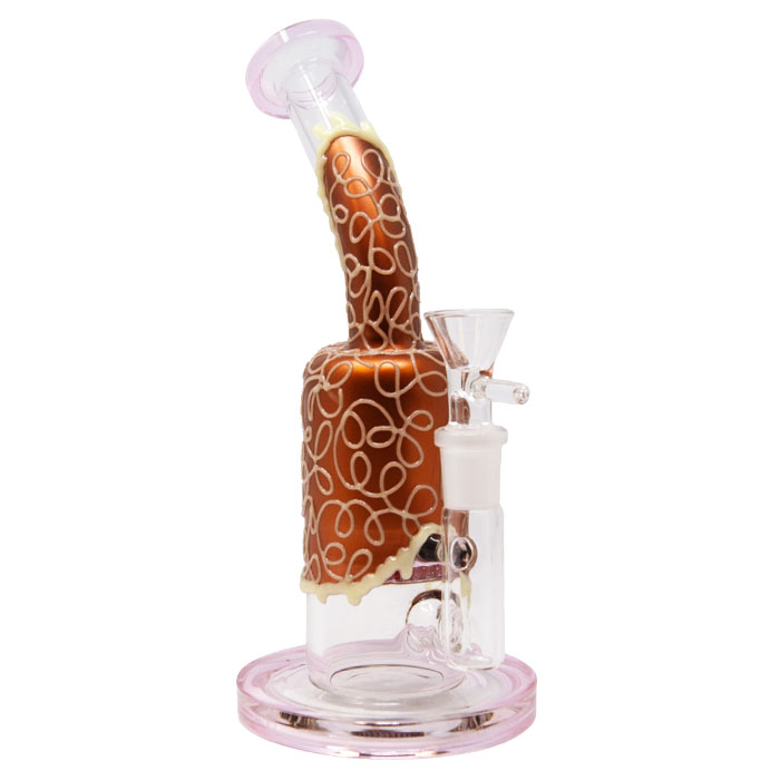 Pink Copper Glow-in-Dark Dripping Bong Honeycomb Perc