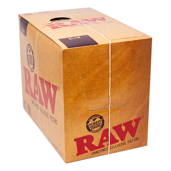 Raw Cellulose Slim Filters Display of 30 Bags