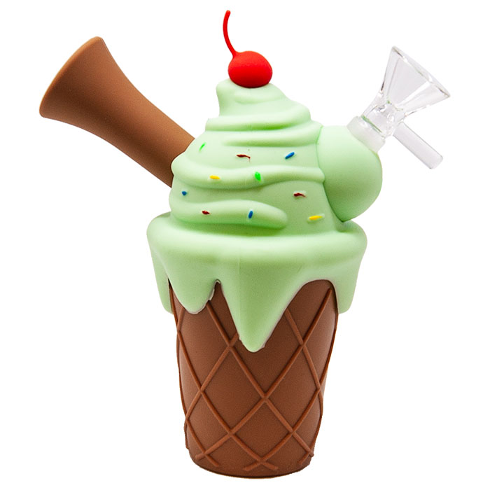 Green Ice Cream Cone Silicone Pipe