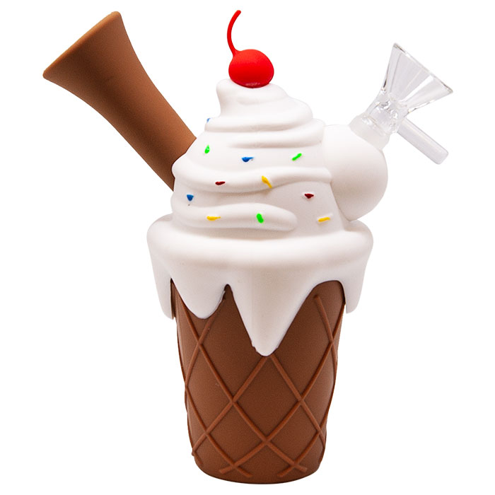 White Ice Cream Cone Silicone Pipe