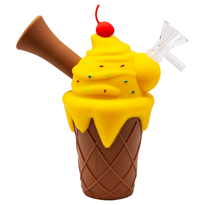Yellow Ice Cream Cone Silicone Pipe