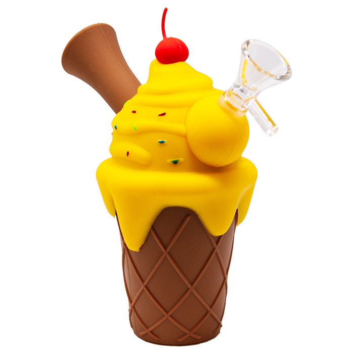 Yellow Ice Cream Cone Silicone Pipe