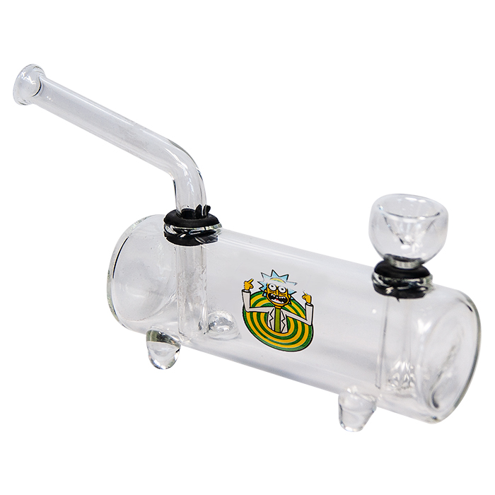 Clear Glass Water Pipe with Rick from Rick N Morty