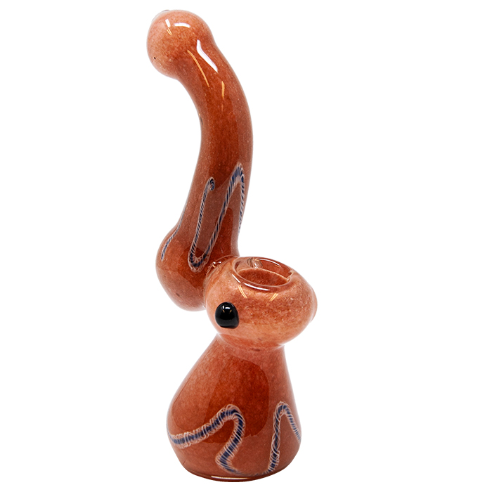 Brown and Blue Glass Bubbler 7 Inches