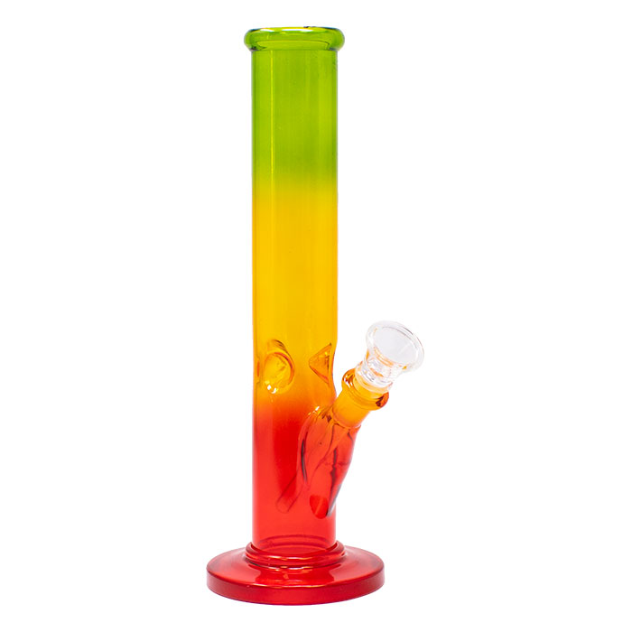 Rasta Colored Cylindrical Medium 10 Inches Glass Bong