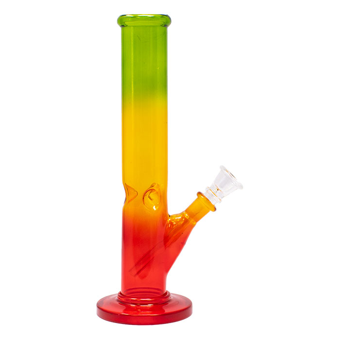 Rasta Colored Cylindrical Medium 10 Inches Glass Bong