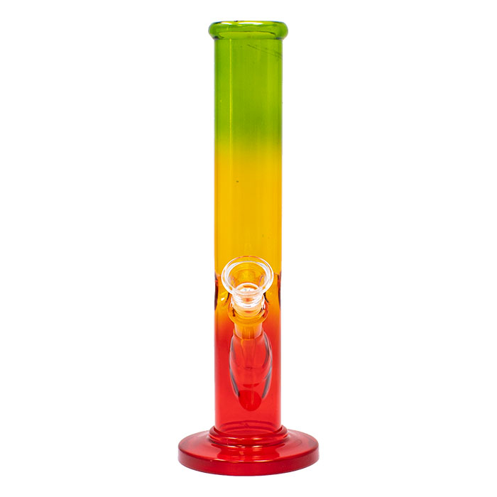 Rasta Colored Cylindrical Medium 10 Inches Glass Bong