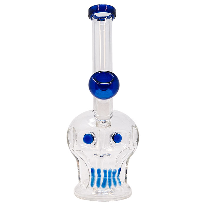 Blue Skull Face 8 Inches Glass Bong