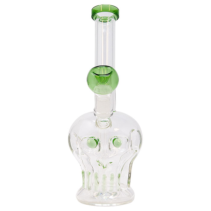 Green Skull Face 8 Inches Glass Bong