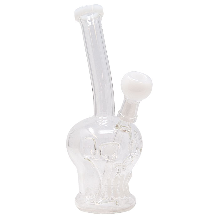 White Skull Face 8 Inches Glass Bong