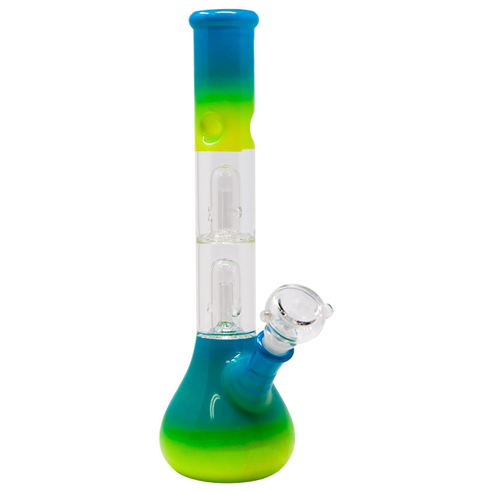 Twin Colored Glass Bong 12 Inches Twin Colored Glass Bong 12 Inches