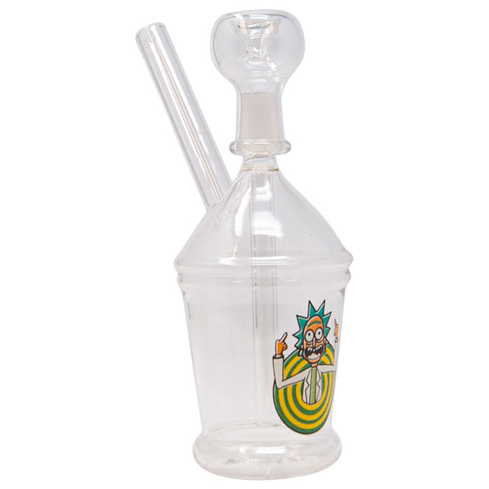 Rick One Finger Salute Mini Glass Bong 7 Inches