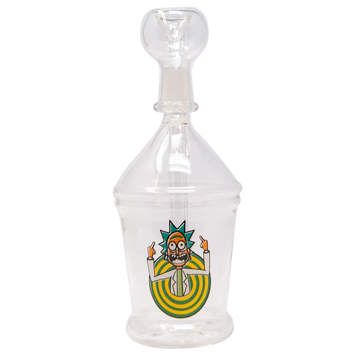 Rick One Finger Salute Mini Glass Bong 7 Inches