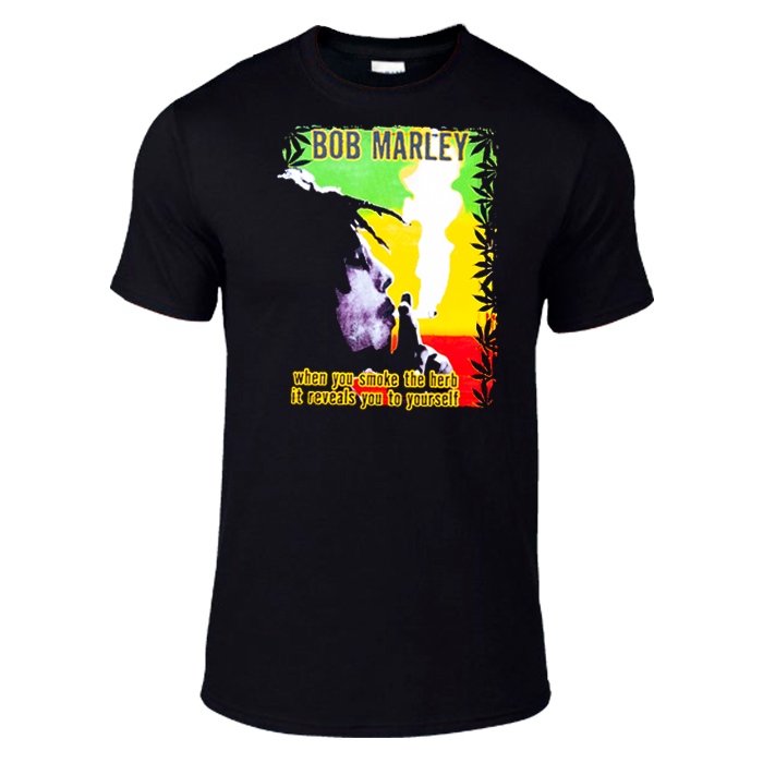 Bob Marley When You Smoke The Herb Black Cotton T-shirt