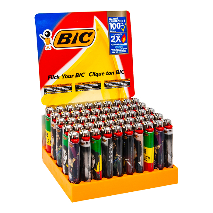 Bic Large Bob Marley Series Lighters Display Of 50 Pcs