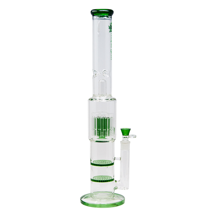 Green Maple Glass Double Honey Comb Perc With Tree Perc And Splash Guard 20 Inches