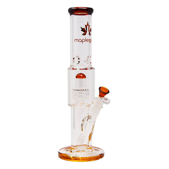 Amber Maple Glass Tire Perc Bong 14 Inches
