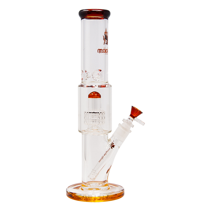 Amber Maple Glass Tire Perc Bong 14 Inches