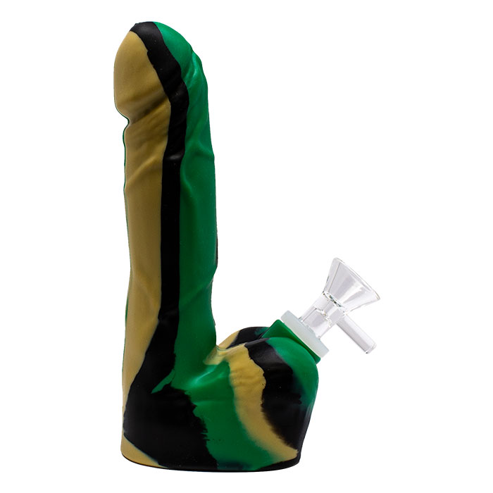 Green Penis Shaped Silicone Bong